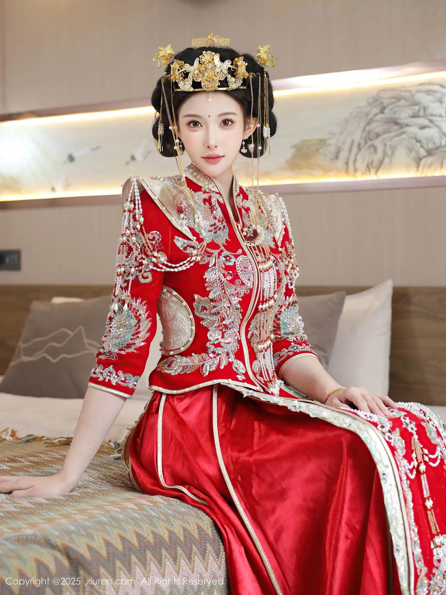 图片[4]-[XiuRen秀人网] VOL.10742 模特梨霜儿性感红色新娘服饰配肉色丝袜秀丰腴身材迷人诱惑写真84P-秀人网官方网站